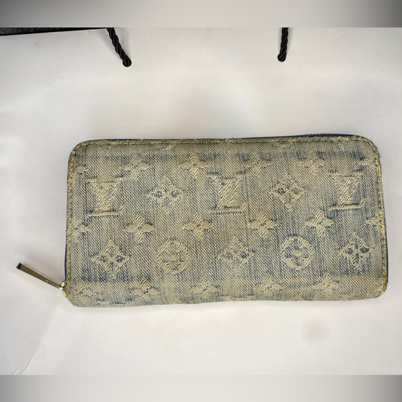 Louis Vuitton Handbags - AUTHENTIC LOUIS VUITTON BLUE DENIM ZIPPY MONOGRAM WALLET WITH YELLOW INTERIOR